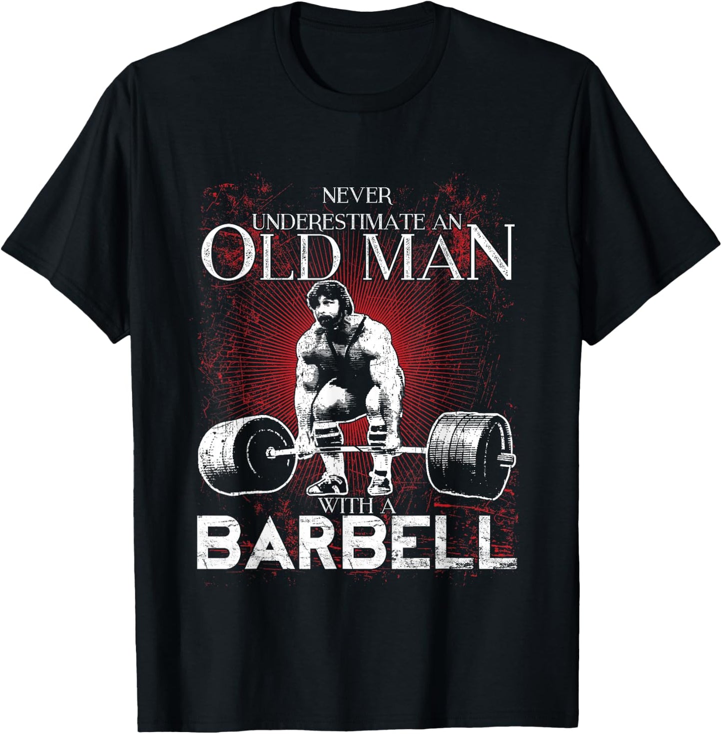Old Man Barbell Powerlifting T-Shirt - T-Shirt | Black