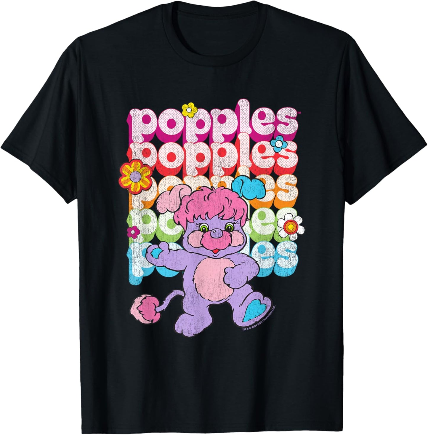 Popples Repeat Logo , Small, Black T-Shirt - T-Shirt | Black