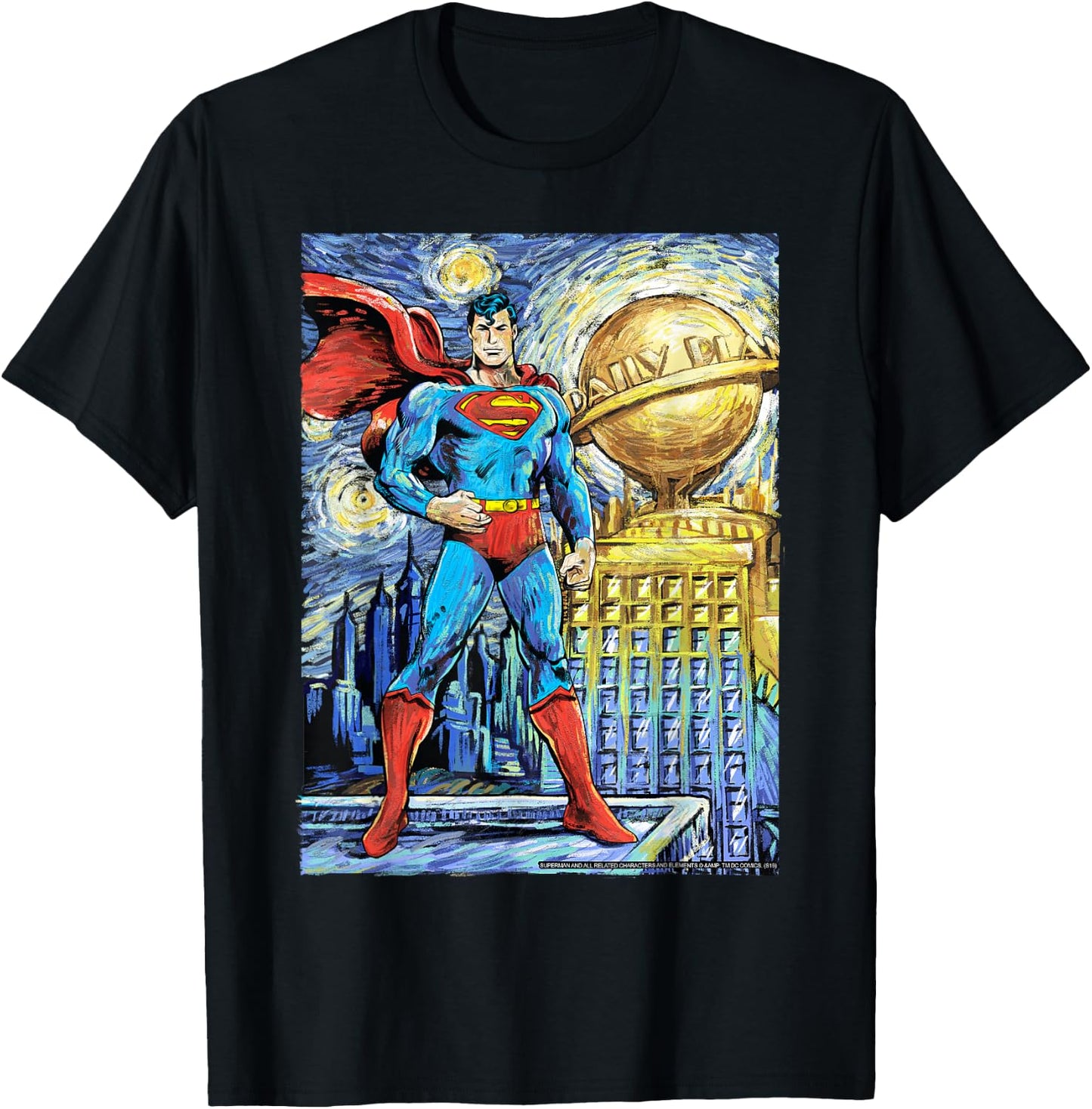DC Comics Superman Starry Night Style Portrait T-Shirt - T-Shirt | Black