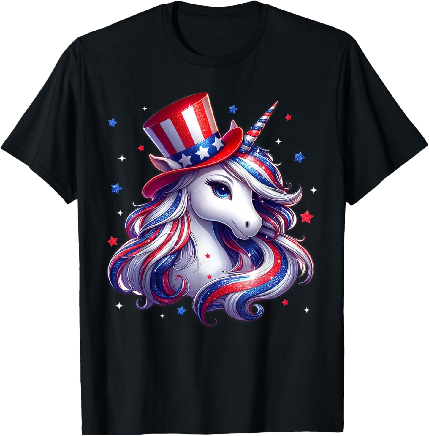 Cute Unicorn 4th of July Shirts Girls Kids Women American T-Shirt - T-Shirt | Black