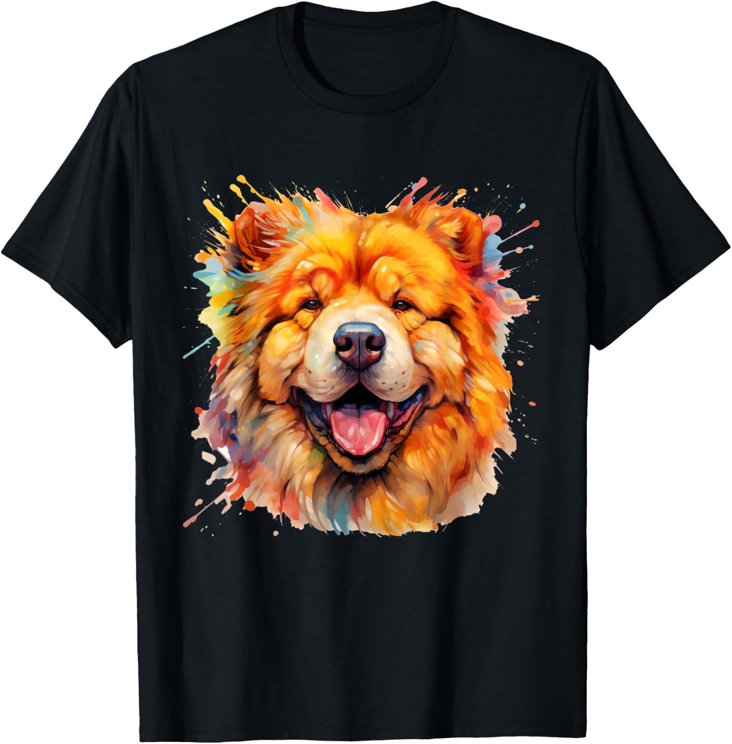 Chow Portrait | Portrait Colour Artwork T-Shirt - T-Shirt | Black