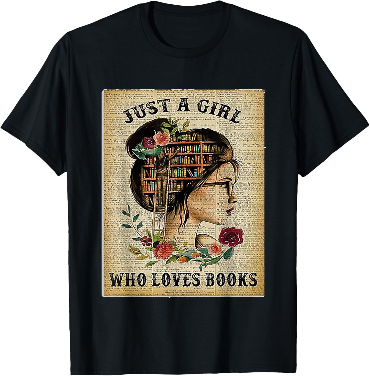 Only a girl who loves books T-Shirt - T-Shirt | Black