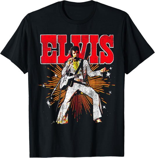 Elvis Presley Official Retro Short Sleeve T-Shirt - T-Shirt | Black
