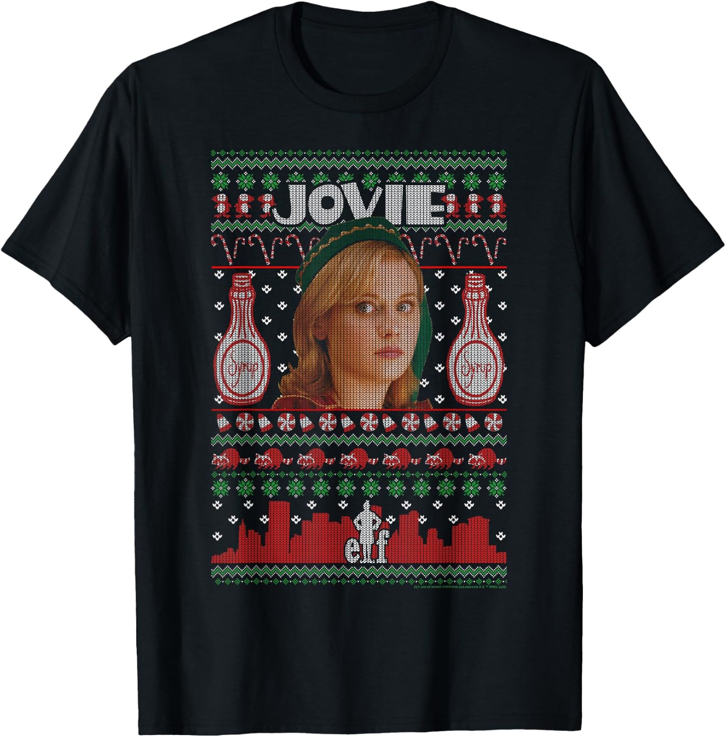 Elf Jovie Ugly Christmas Sweater T-Shirt - T-Shirt | Black