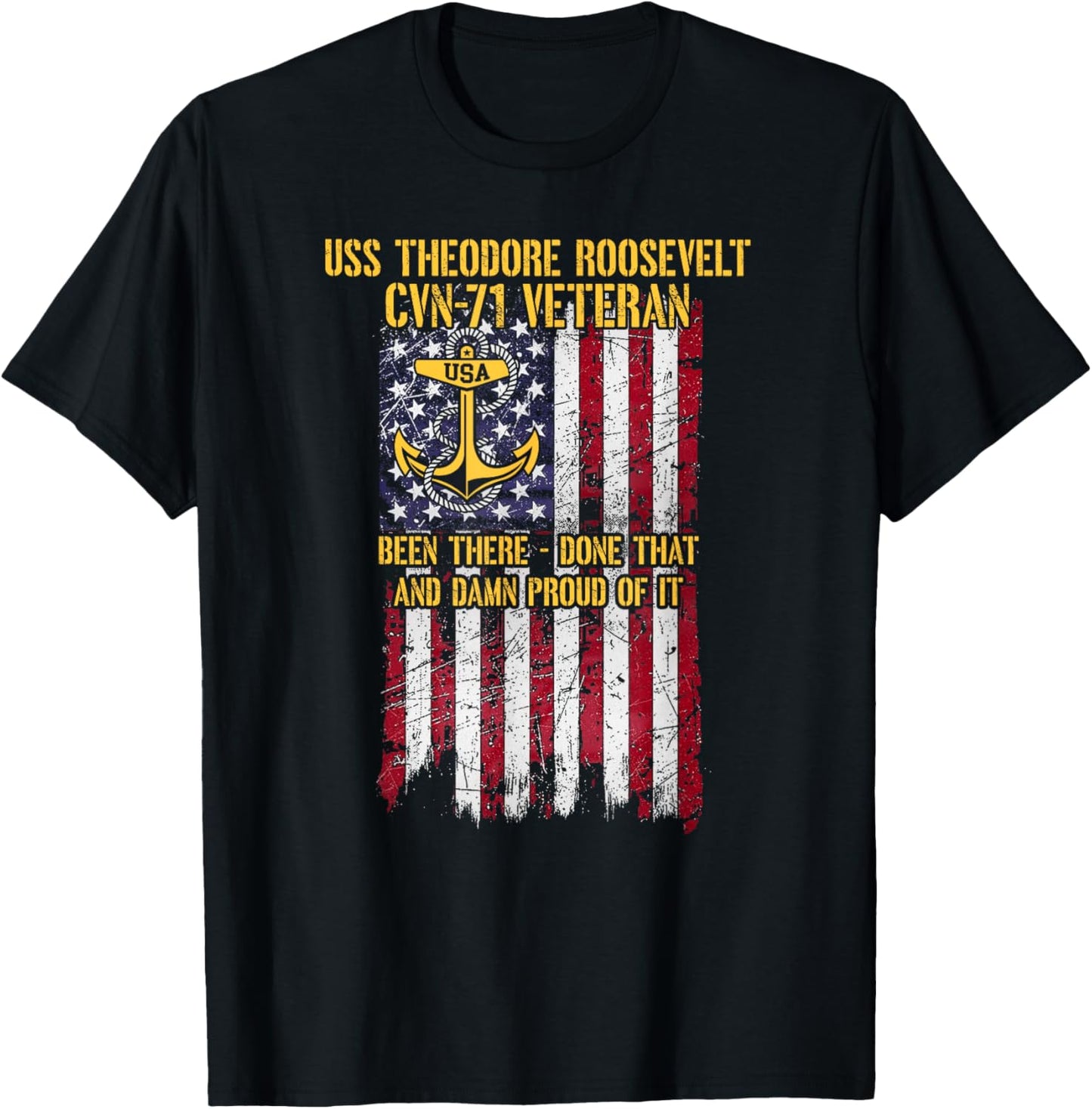 USS Theodore Roosevelt CVN-71 Aircraft Carrier Veteran T-Shirt - T-Shirt | Black