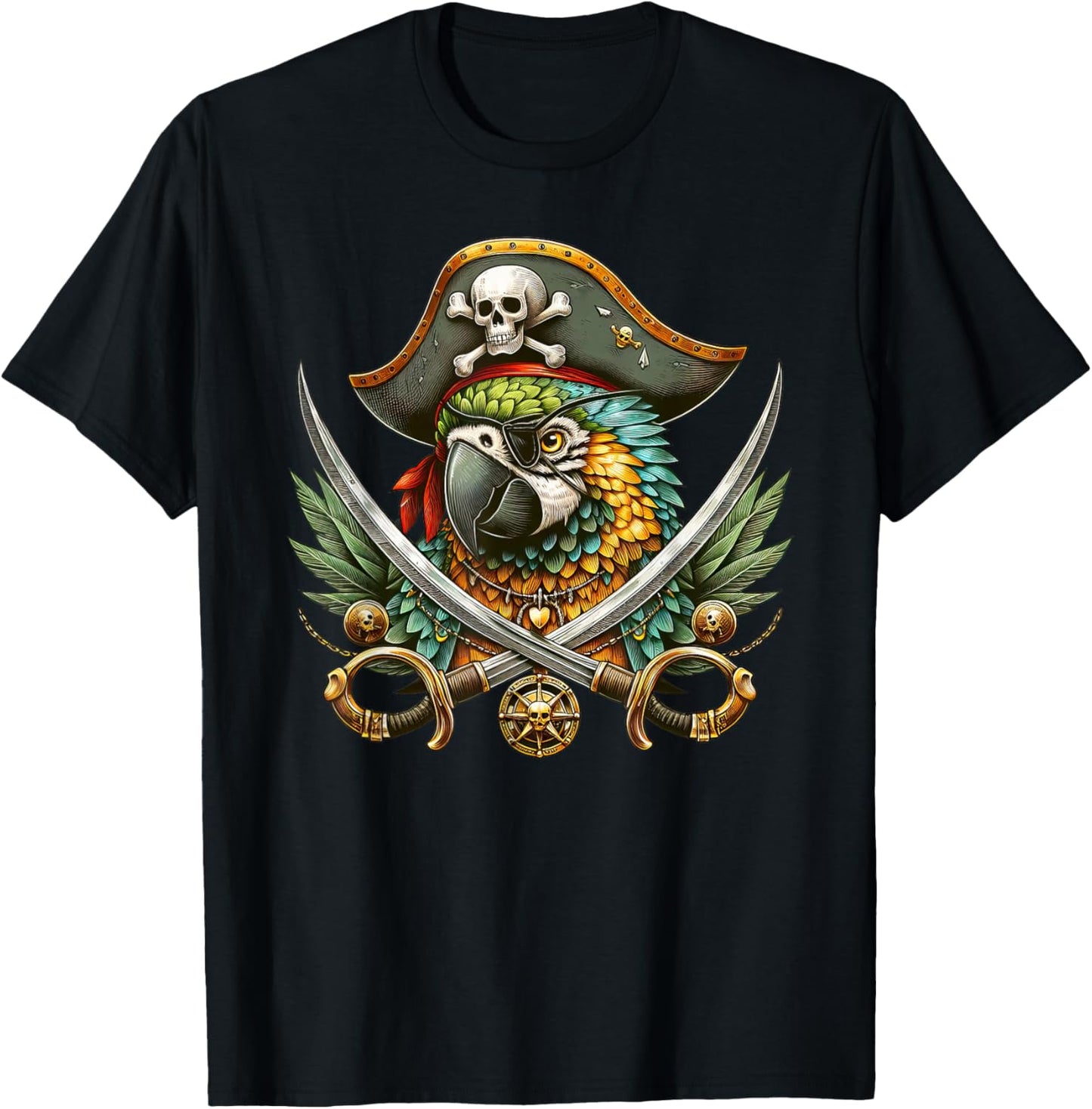 Funny Parrot Pirate Crossbones Halloween Kids T-Shirt - T-Shirt | Black