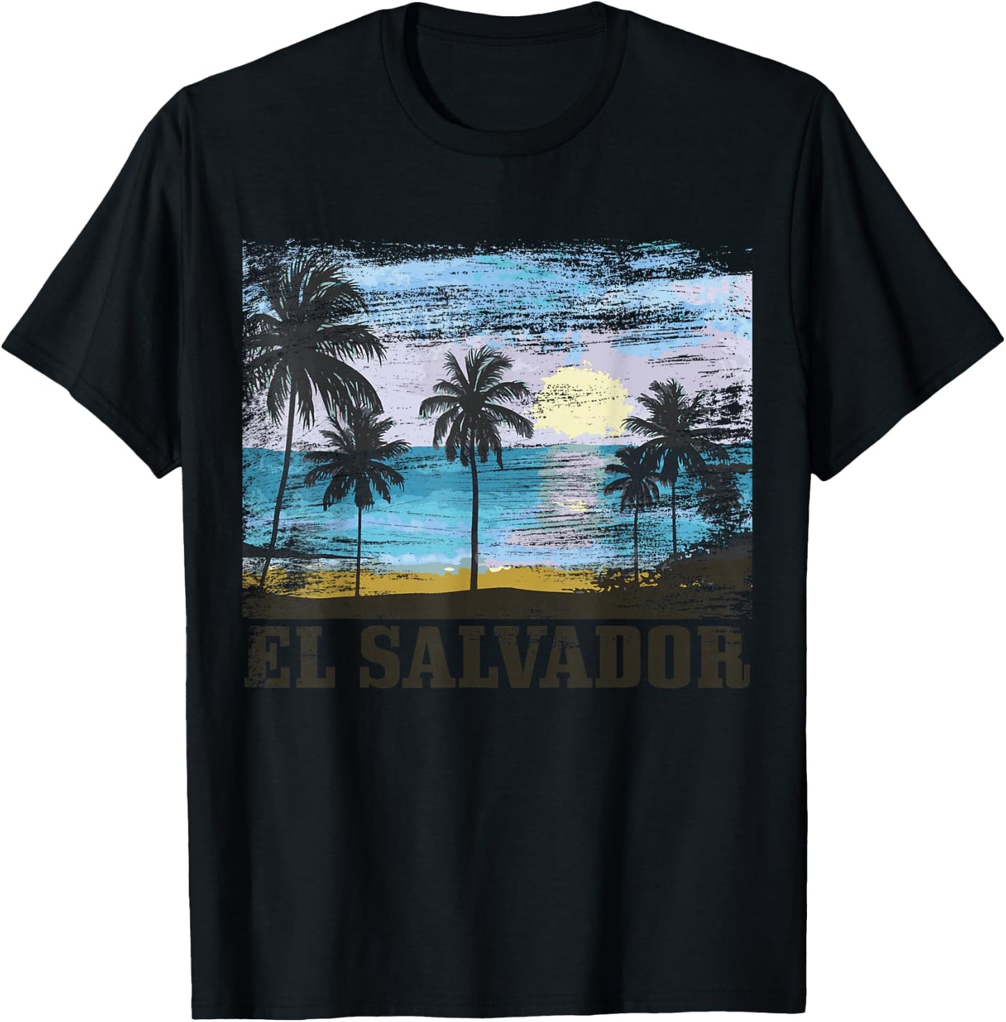 El Salvador Vintage Surfer Salvadorian Beach Souvenir T-Shirt - T-Shirt | Black