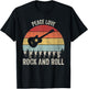 Retro Peace Love Rock And Roll Shirt Music Guitar Vintage T-Shirt - T-Shirt | Black