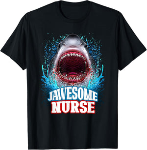 Jawesome Nurse Nursing RN Great White Shark Beach Vacation T-Shirt - T-Shirt | Black