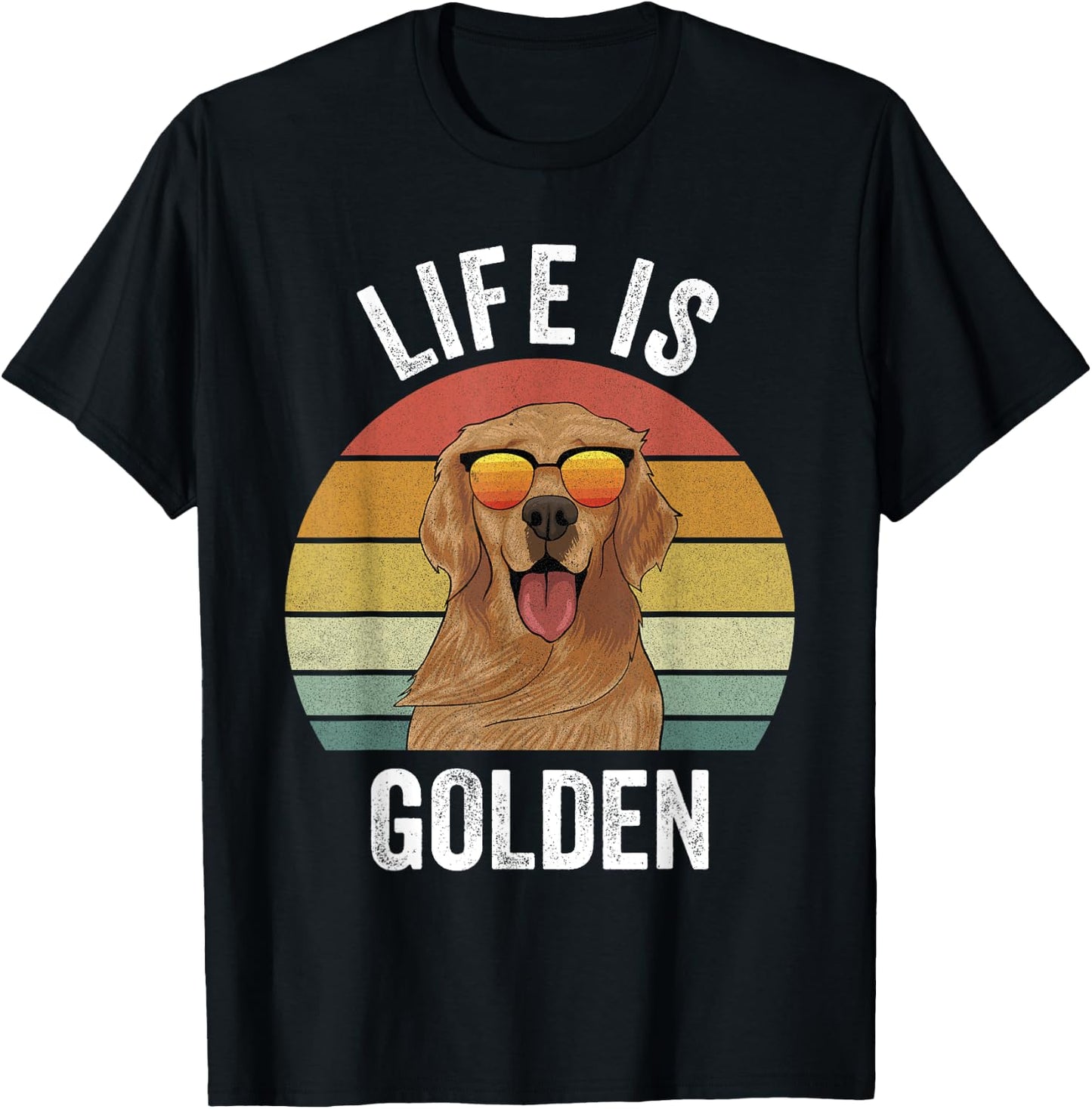 Retro Golden Retriever Funny Dog Women Girls Kids T-Shirt - T-Shirt | Black