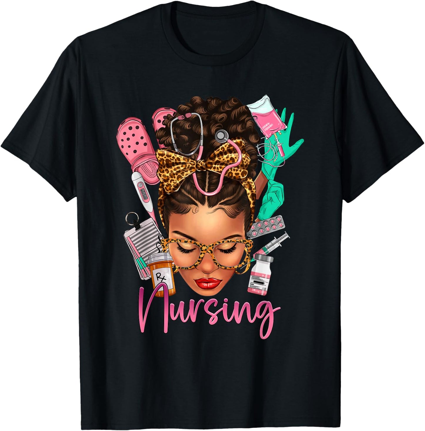 Black Melanin Nurse Black History Month Afro Hair T-Shirt - T-Shirt | Black