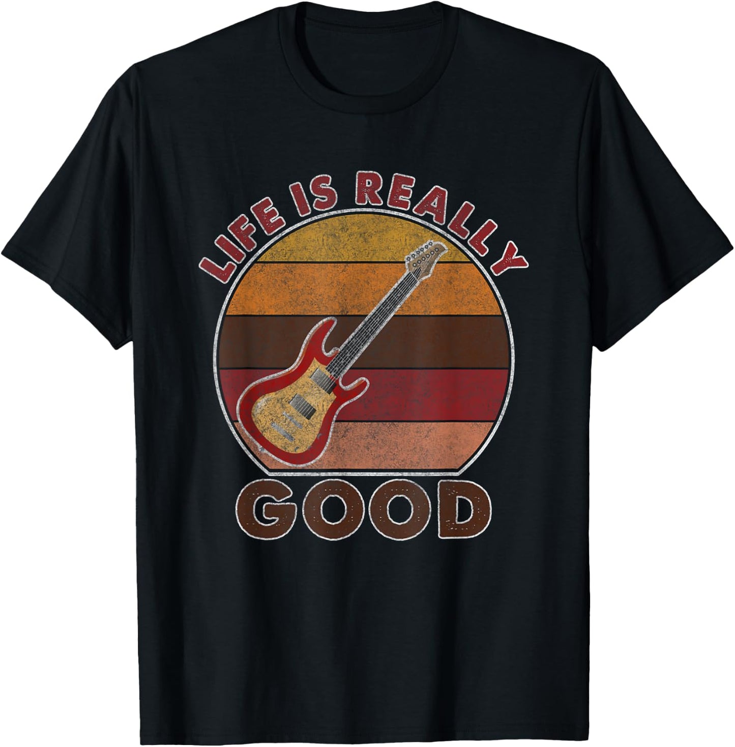 vintage Life Is Really Good Guitar T-Shirt - T-Shirt | Black