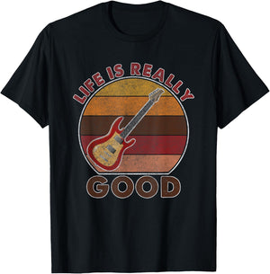 vintage Life Is Really Good Guitar T-Shirt - T-Shirt | Black