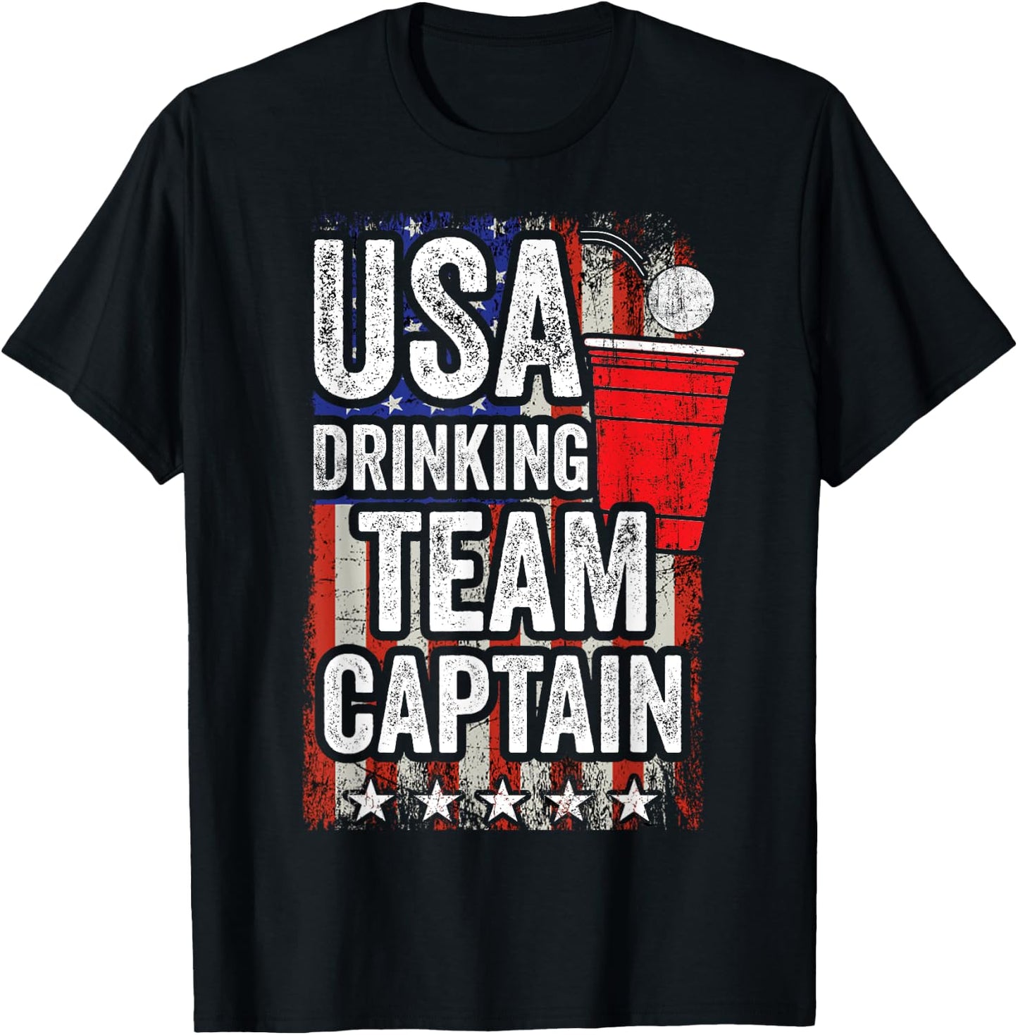 USA Drinking Team Captain Funny Drinking Game Party T-Shirt - T-Shirt | Black