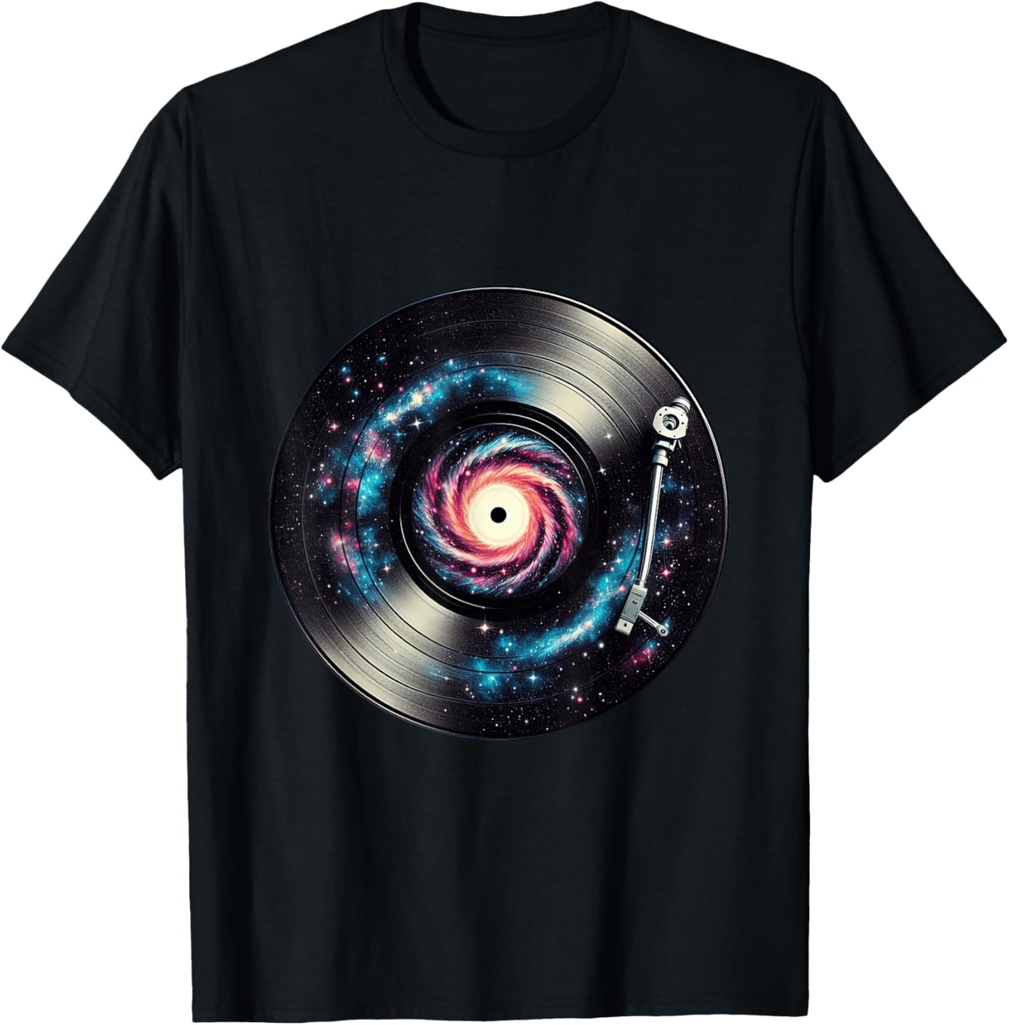 Turntable EDM Vinyl Record Player Galaxy Spiral T-Shirt - T-Shirt | Black
