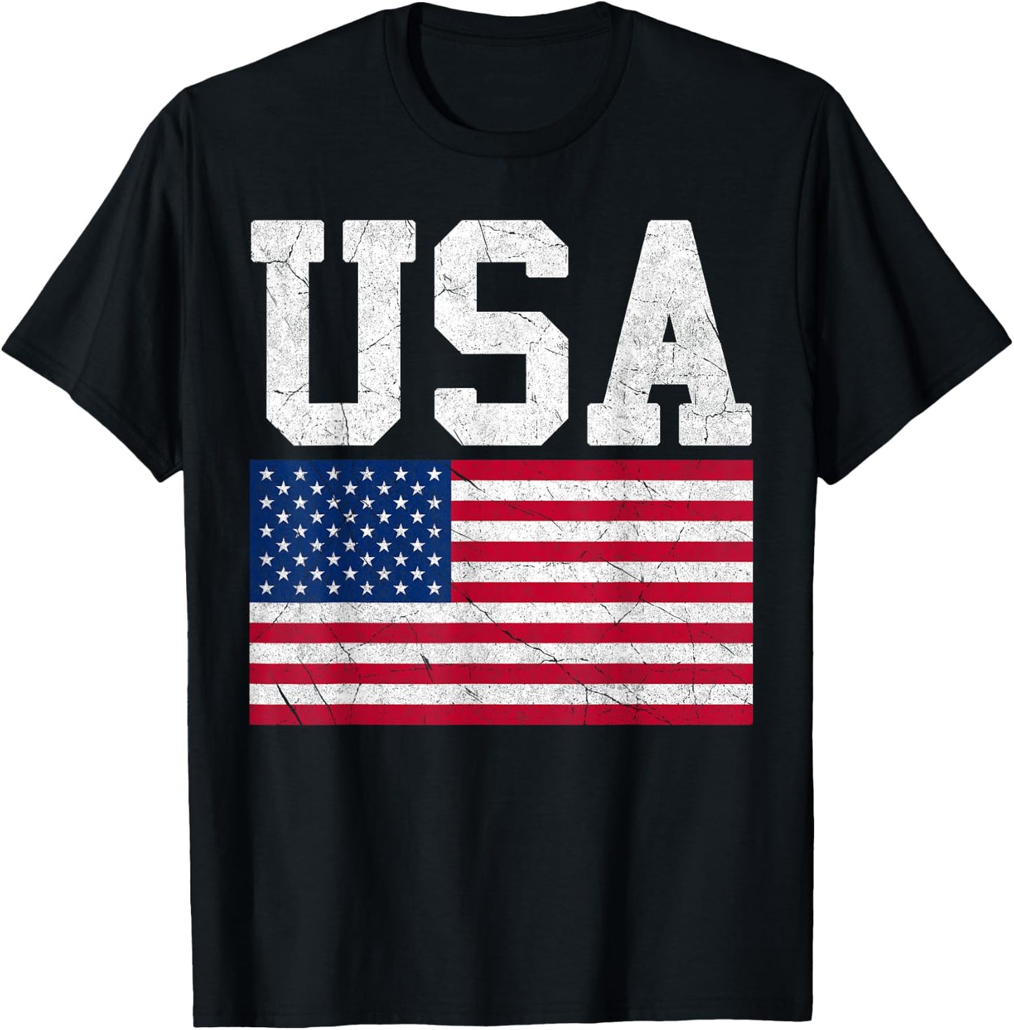 American Flag USA Patriotic Women Men Boys Girls July 4th US T-Shirt - T-Shirt | Black