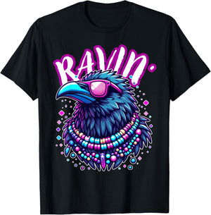 Rave Rainbow Raven House EDM Festival Raver Animal EDC 2026 T-Shirt - T-Shirt | Black
