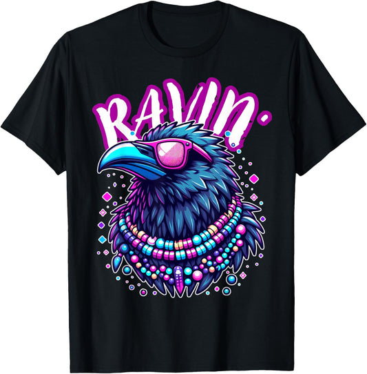 Rave Rainbow Raven House EDM Festival Raver Animal EDC 2026 T-Shirt - T-Shirt | Black