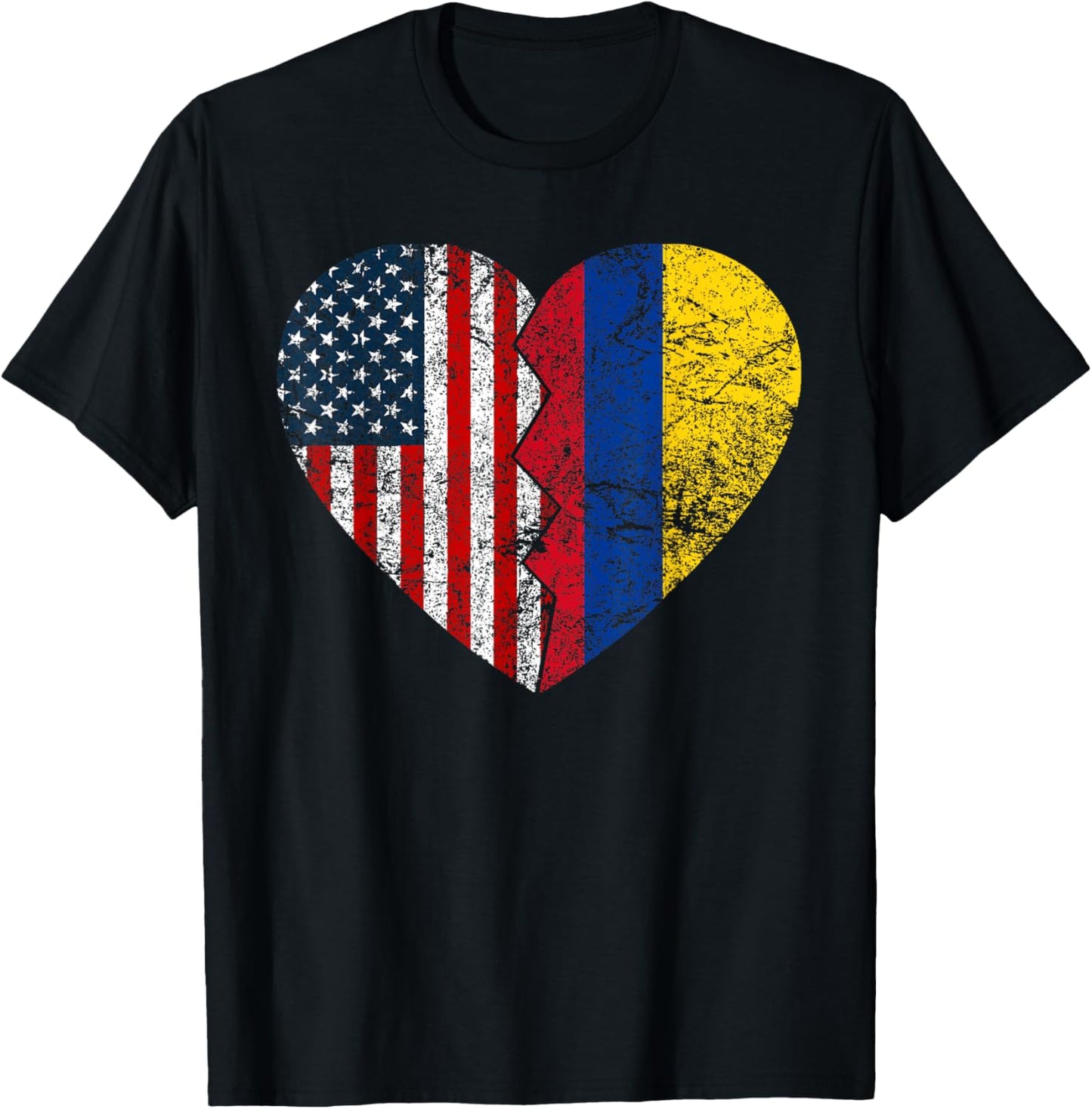 Colombian American Flag Heart | United States Colombia Roots Women Kids Men T-Shirt - T-Shirt | Black