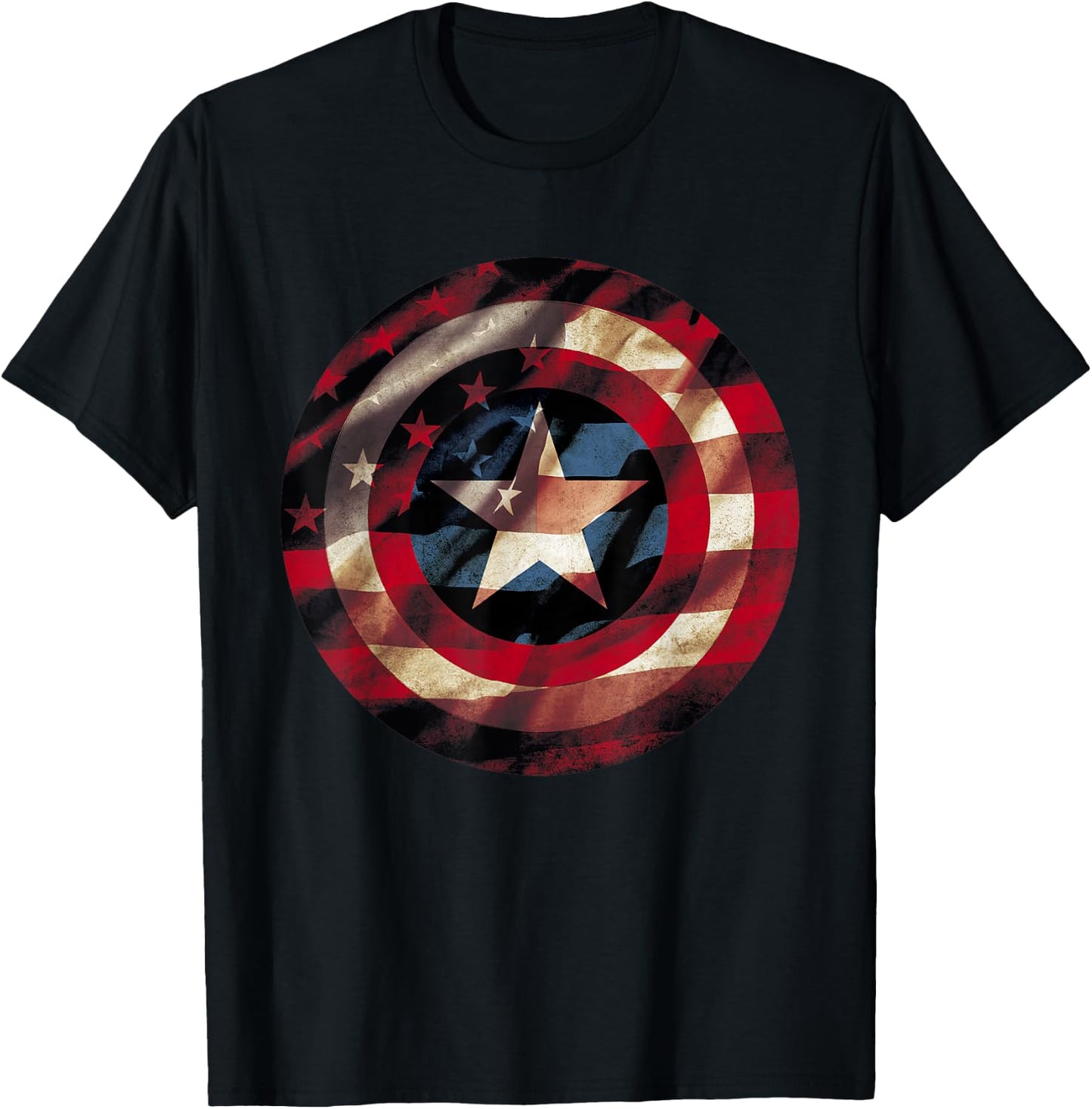 Marvel Captain America Avengers Shield Flag T-Shirt - T-Shirt | Black