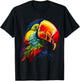 Toucan Bird Art Face Animal Coloful Motif Toucan T-Shirt - T-Shirt | Black
