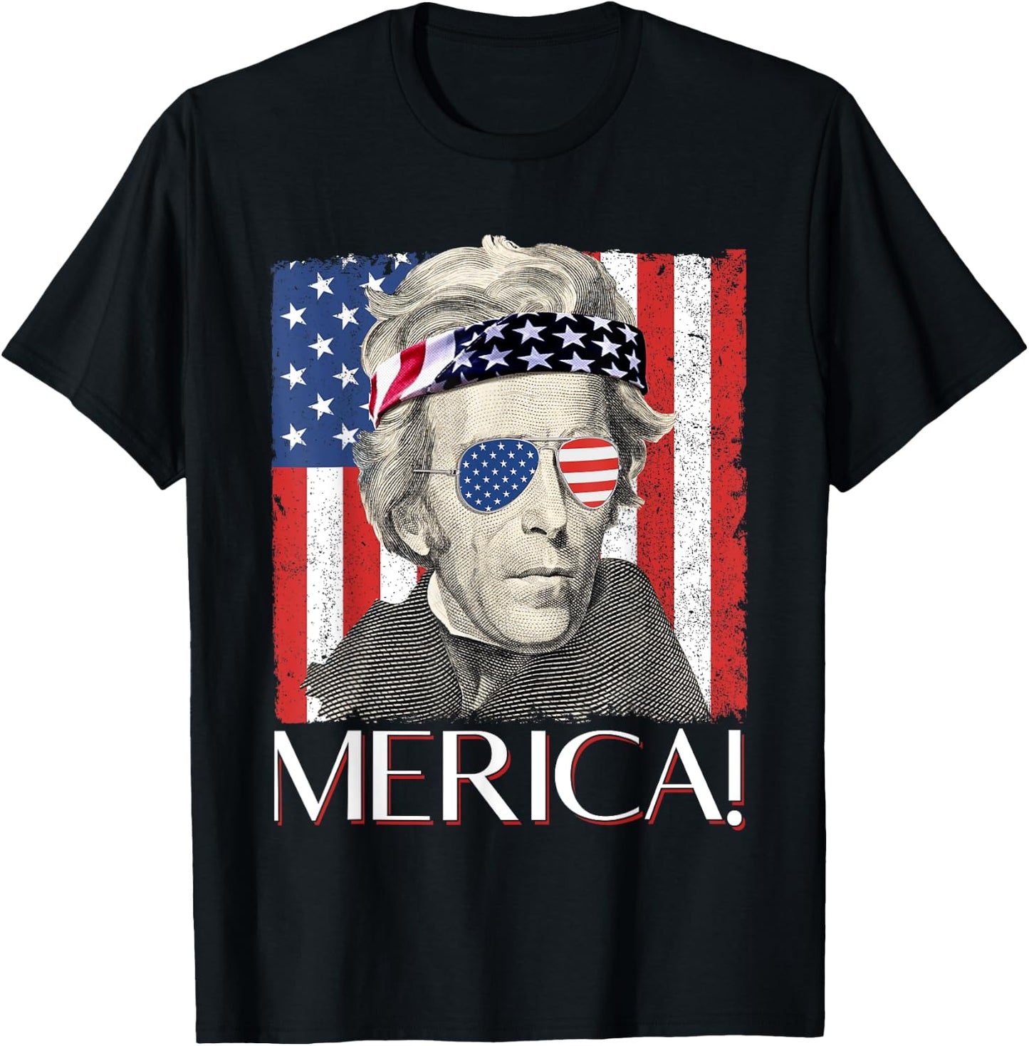 Andrew Jackson 'Merica Patriotic American Flag 4th of July Men T-Shirt - T-Shirt | Black