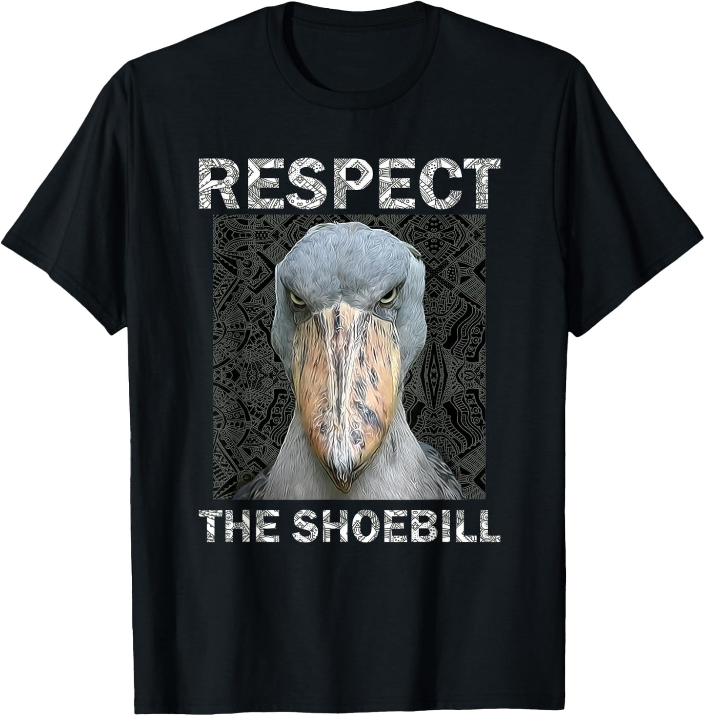 Respect The Shoebill African Bird Aztec Mayan Bird Lover T-Shirt - T-Shirt | Black