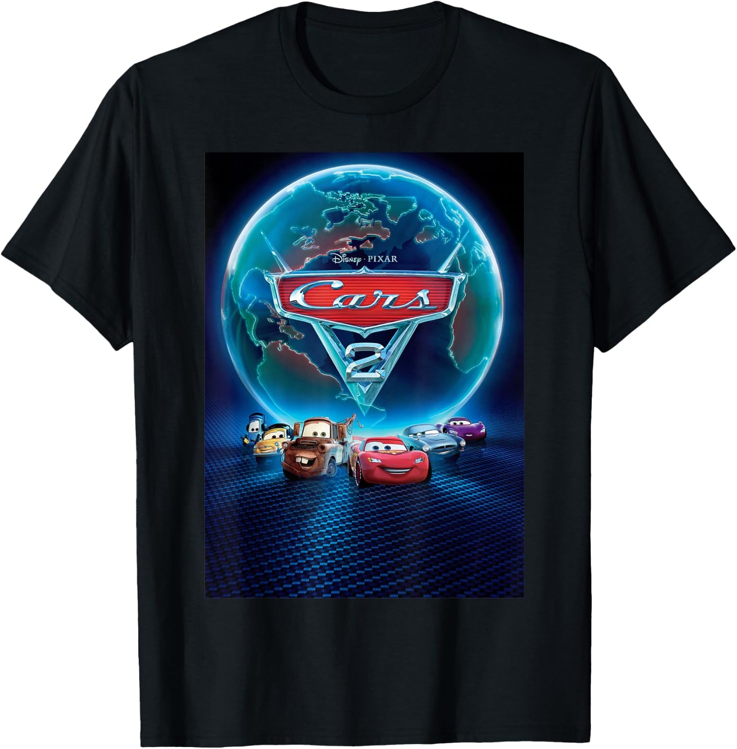 Disney Pixar Cars 2 Classic Movie Poster T-Shirt - T-Shirt | Black