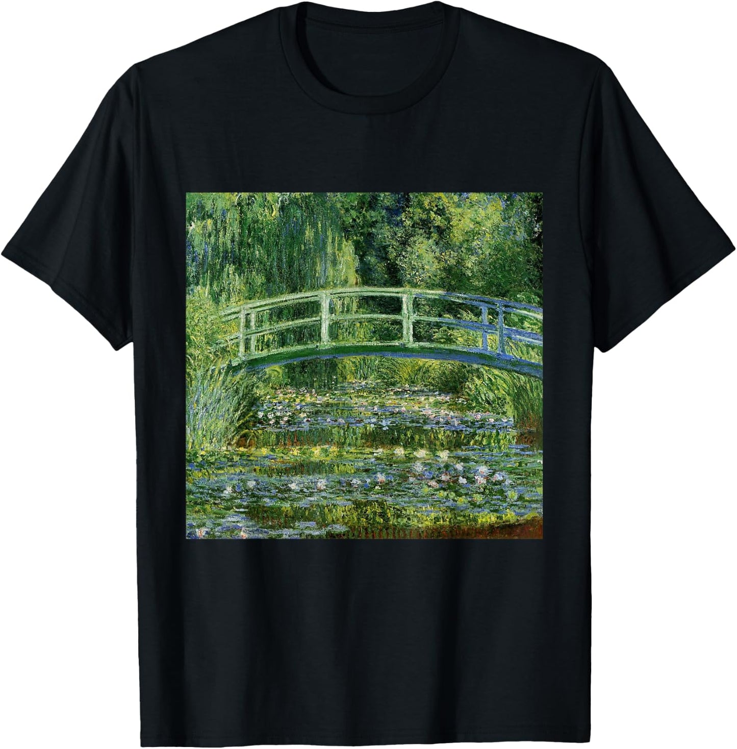 Monets Water Lilies and Japanese Bridge T-Shirt - T-Shirt | Black