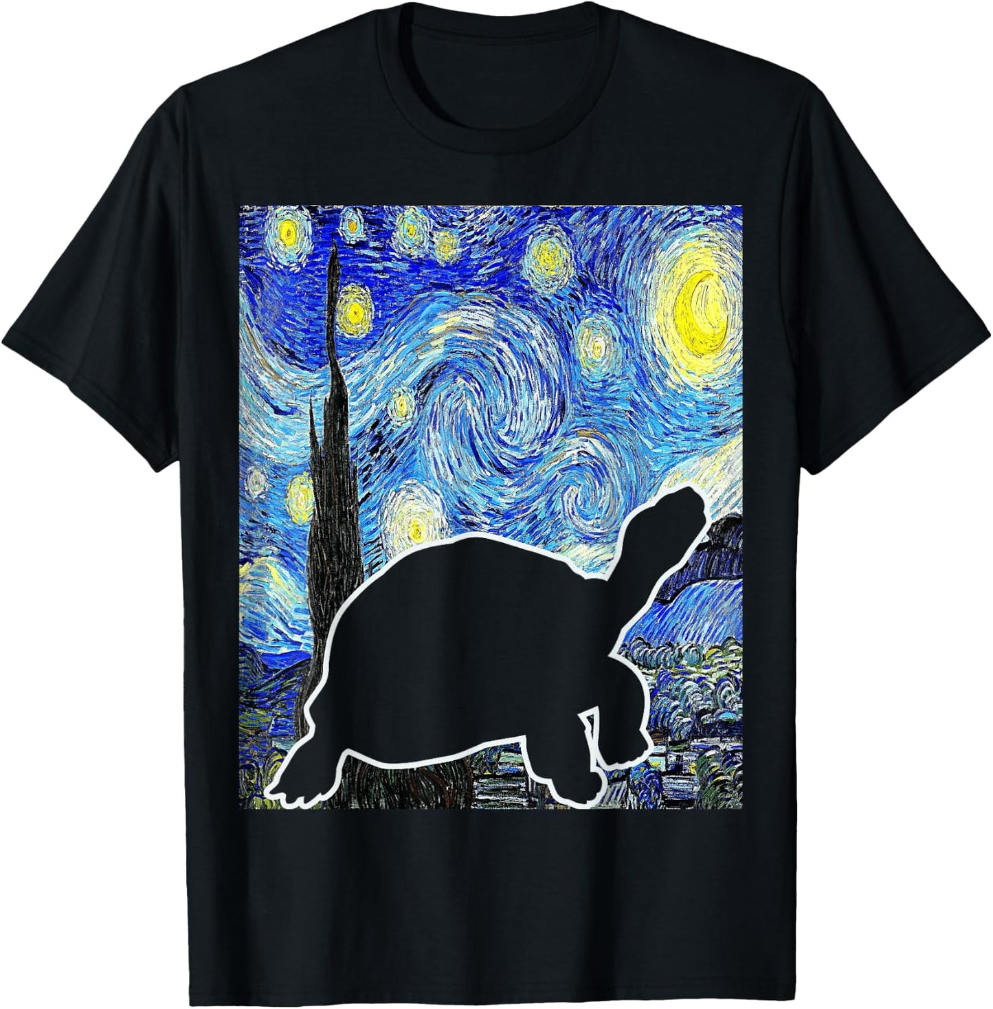 Turtle Starry Night Van Gogh Herpetology Turtle Lover T-Shirt - T-Shirt | Black