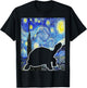 Turtle Starry Night Van Gogh Herpetology Turtle Lover T-Shirt - T-Shirt | Black