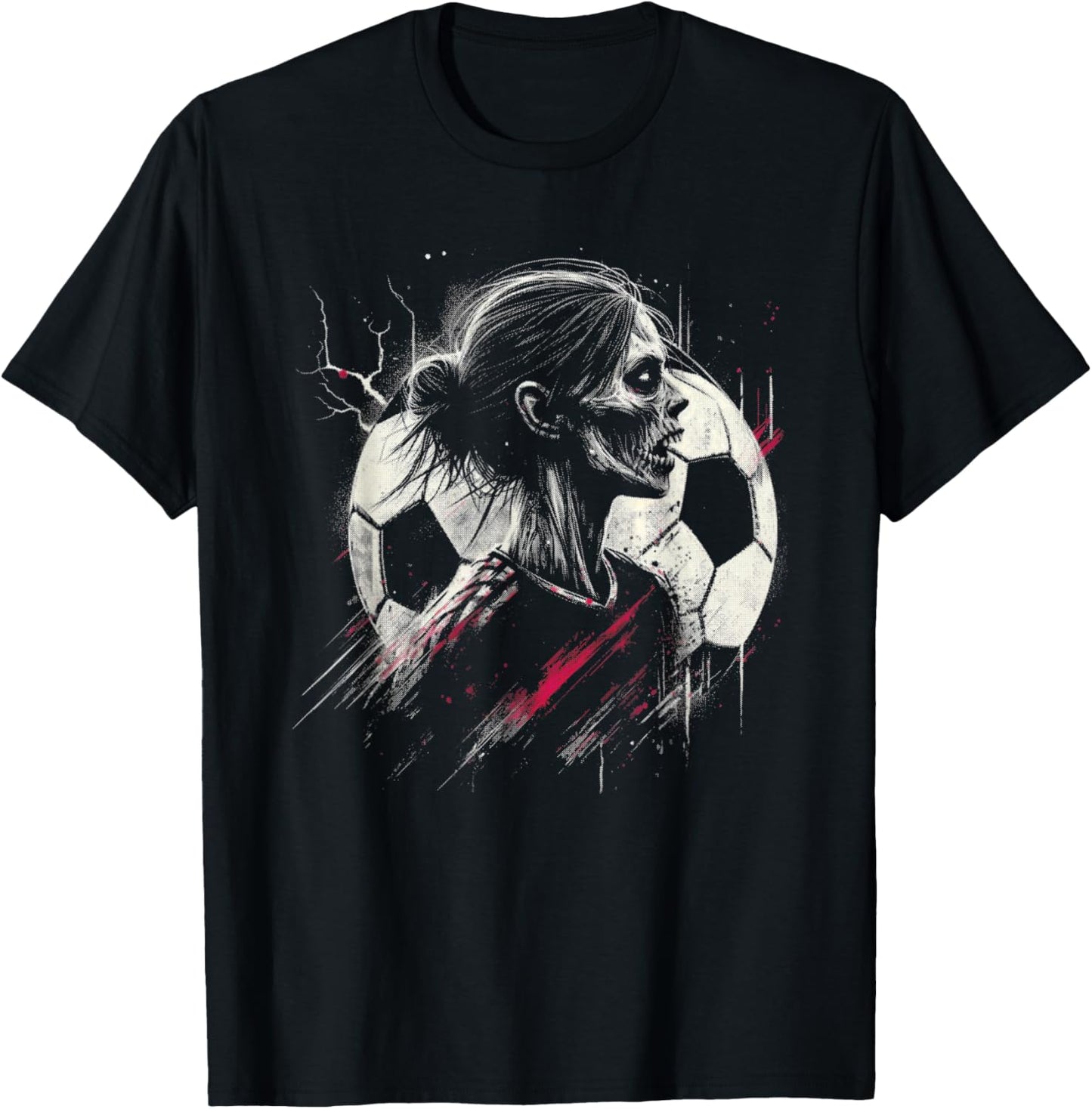 Female Zombie Soccer Player - Creepy Soccer Halloween Lover T-Shirt - T-Shirt | Black