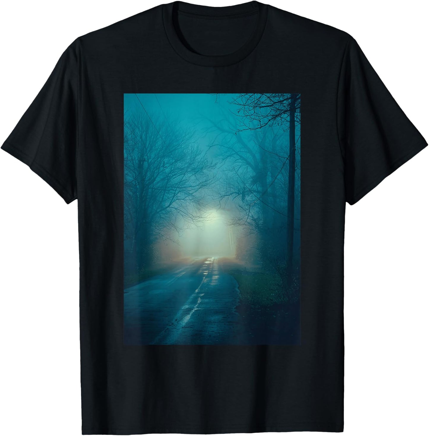 Liminal Room: Foggy Night Street Lighting T-Shirt - T-Shirt | Black