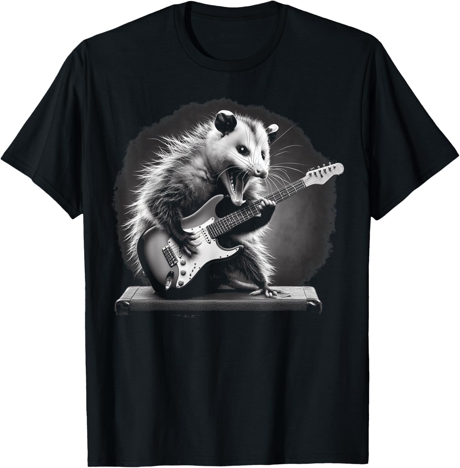 Opossum Playing Guitar Rock and Roll Rock Star Men Women Kid T-Shirt - T-Shirt | Black