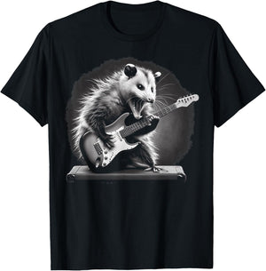 Opossum Playing Guitar Rock and Roll Rock Star Men Women Kid T-Shirt - T-Shirt | Black