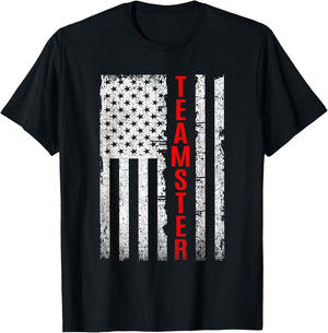 Teamster Proud American Flag Distressed T-Shirt - T-Shirt | Black
