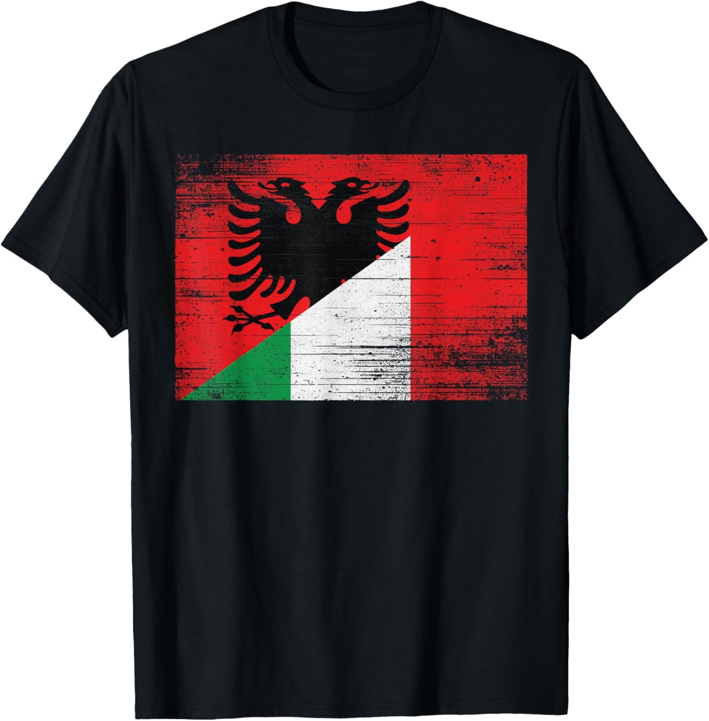 Albania Italy Flag For Albanian-Italian Heritage T-Shirt - T-Shirt | Black