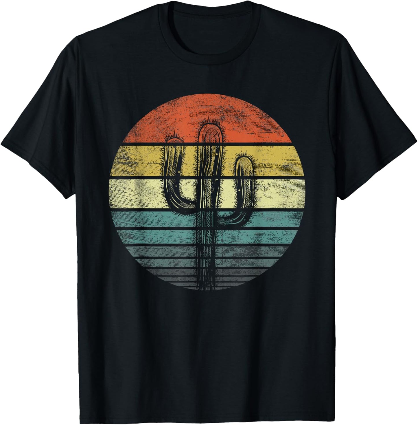 Retro Saguaro Cactus Funny Cactaceae Cacti Lover Gift T-Shirt - T-Shirt | Black
