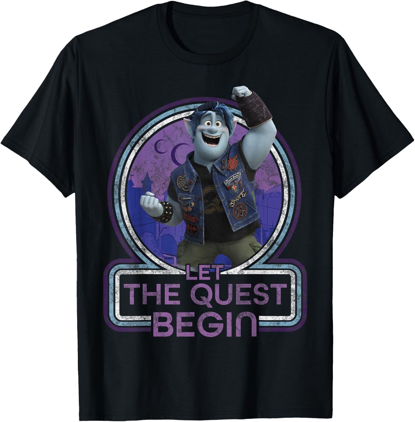 Disney Pixar Onward Barley Let The Quest Begin Portrait T-Shirt - T-Shirt | Black