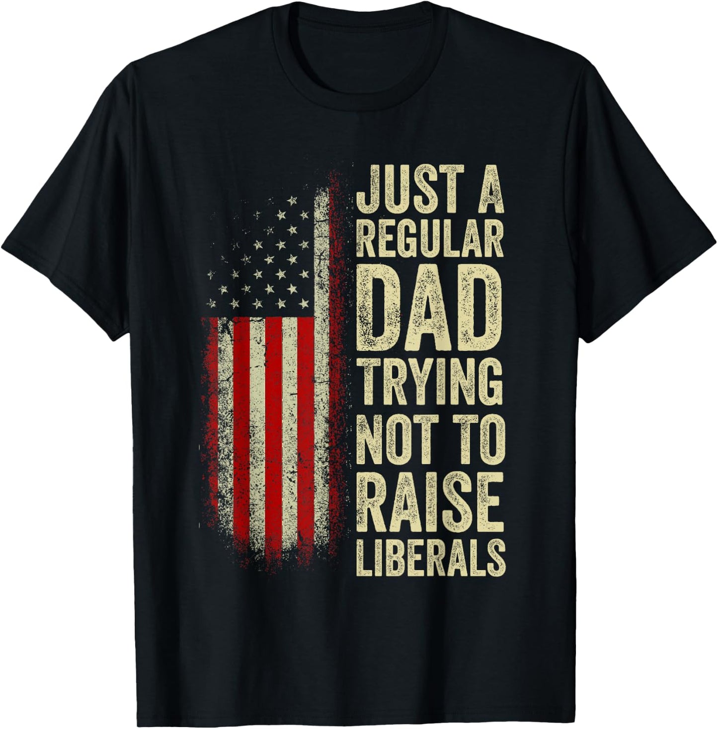 Just A Regular Dad Trying Not To Raise Liberals Father's Day T-Shirt - T-Shirt | Black