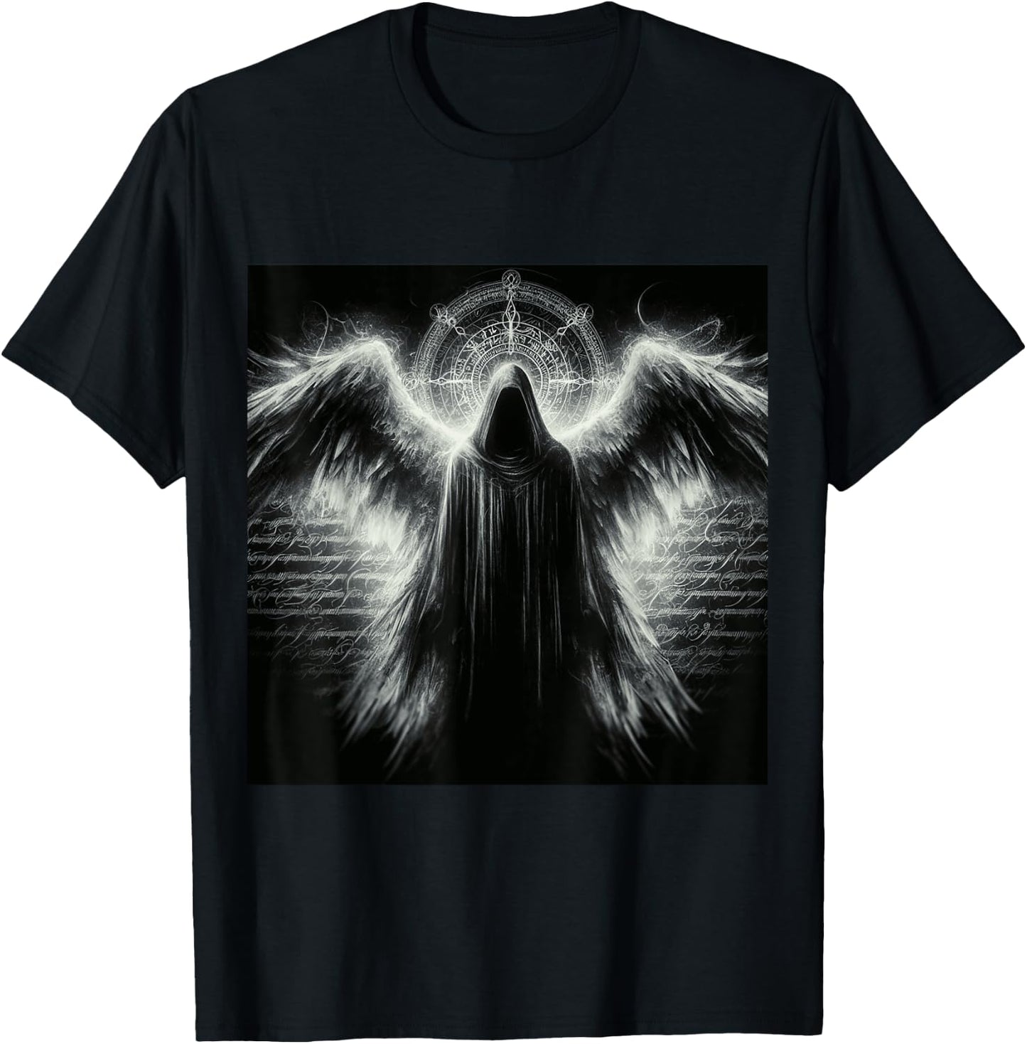 Archangel Azrael Religious Dark Fantasy Art Angelic Design T-Shirt - T-Shirt | Black