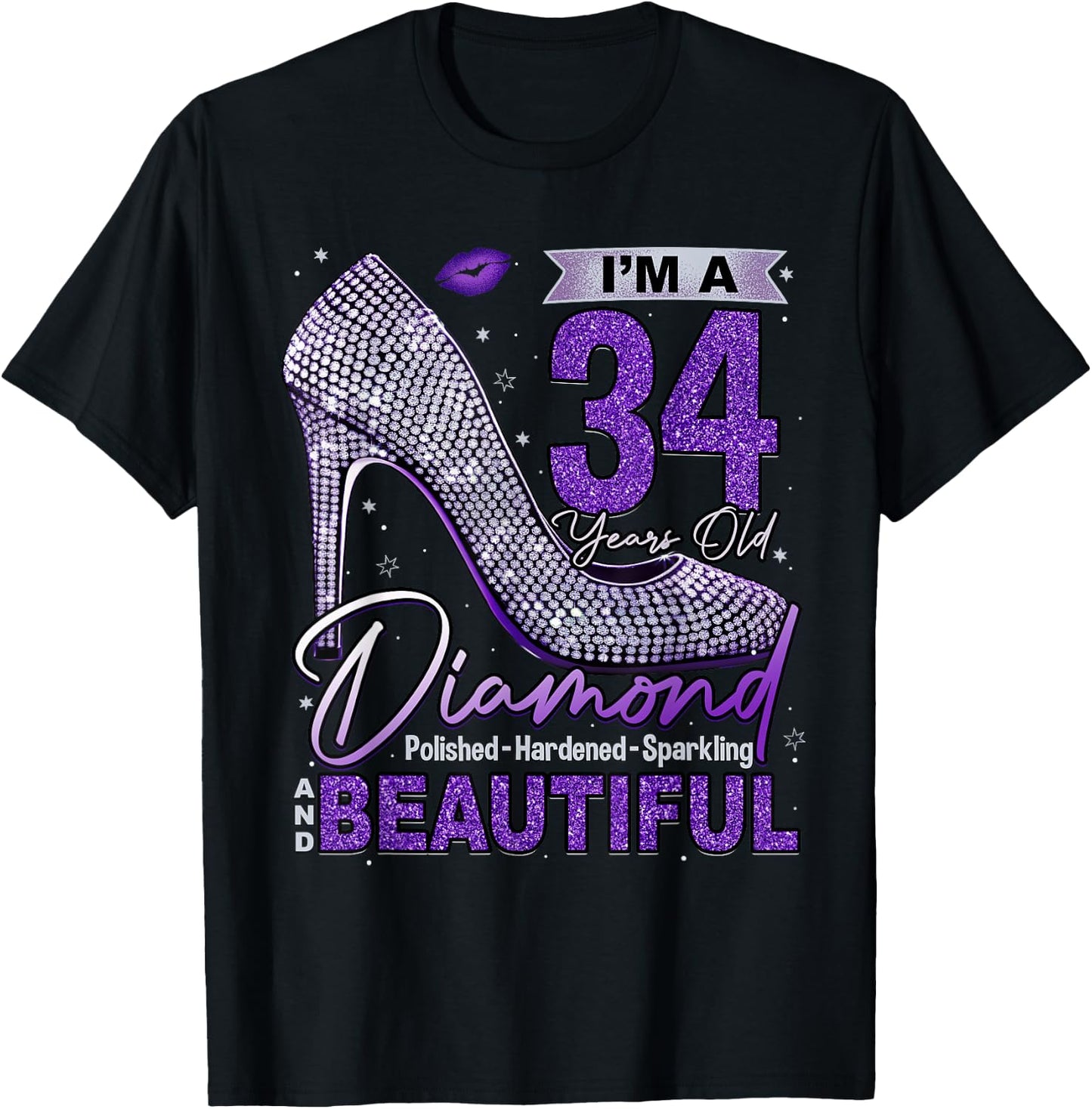 I'm A 34 Years Old Diamond, 34 and Fabulous 34th Birthday T-Shirt - T-Shirt | Black
