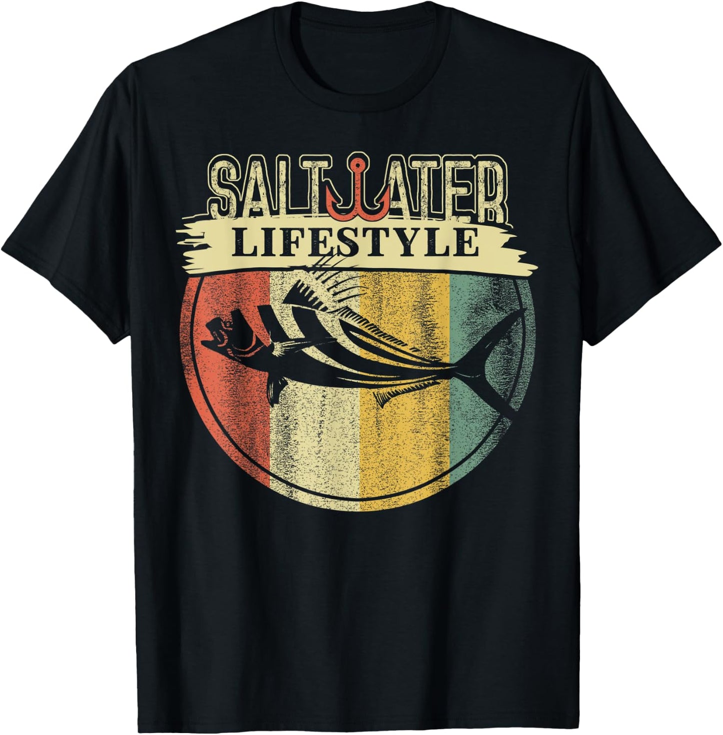 Saltwater Rooster Fishing Sport Game Fish Lover Fisherman T-Shirt - T-Shirt | Black