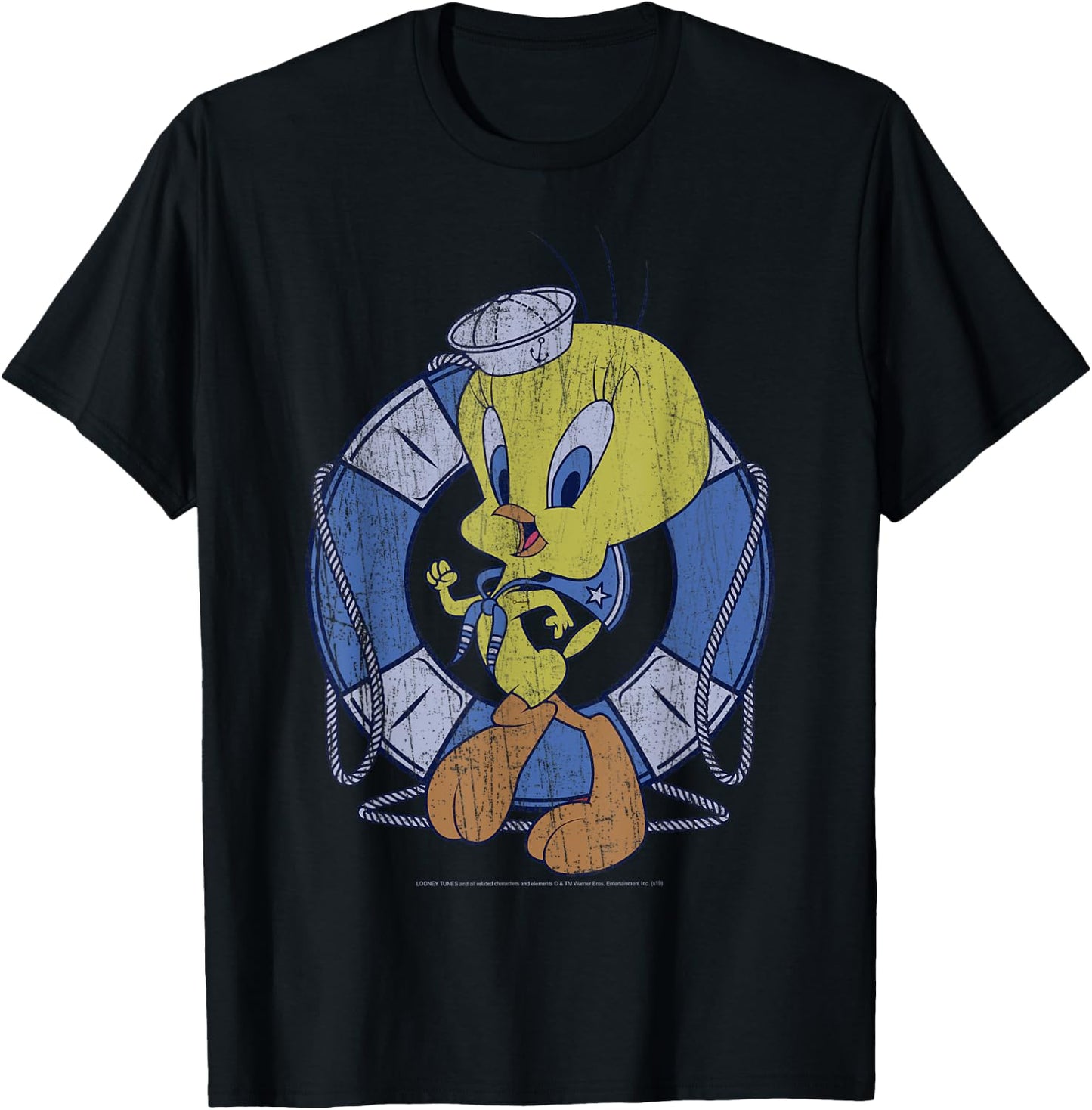 Looney Tunes Tweety Bird Sailor Portrait T-Shirt - T-Shirt | Black