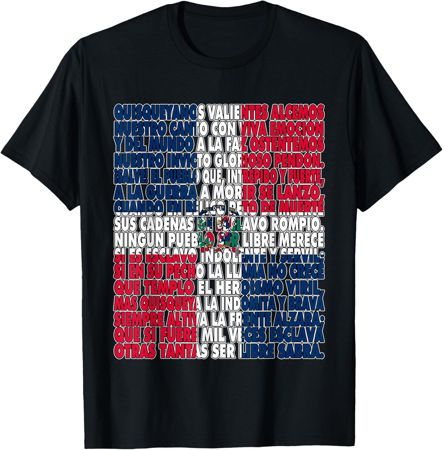 Dominican Republic Flag National Anthem Himno Nacional Letra T-Shirt - T-Shirt | Black