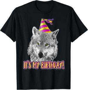 Wolf Birthday Themed Party Wolves Theme Girl Wolf Lover T-Shirt - T-Shirt | Black