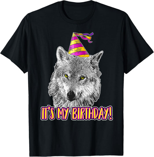 Wolf Birthday Themed Party Wolves Theme Girl Wolf Lover T-Shirt - T-Shirt | Black