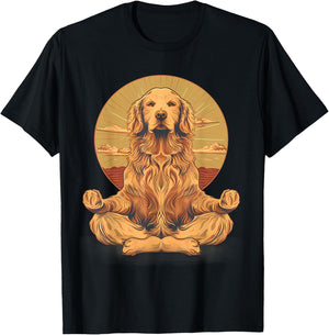 Dog Meditation Buddhist Spirituality Zen Buddha Hindu T-Shirt - T-Shirt | Black