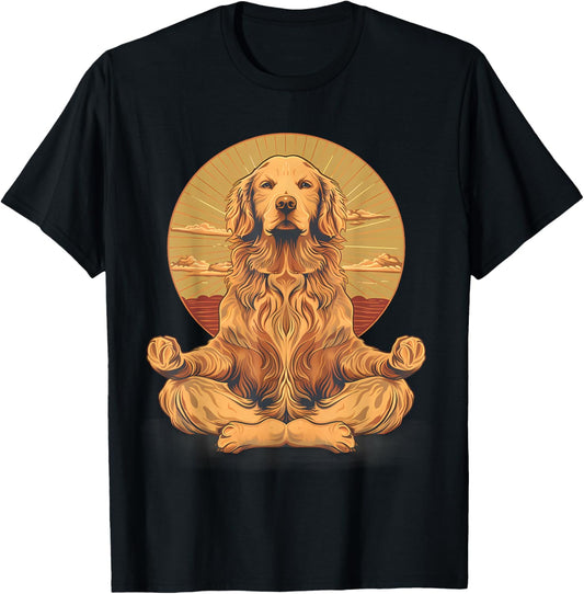 Dog Meditation Buddhist Spirituality Zen Buddha Hindu T-Shirt - T-Shirt | Black