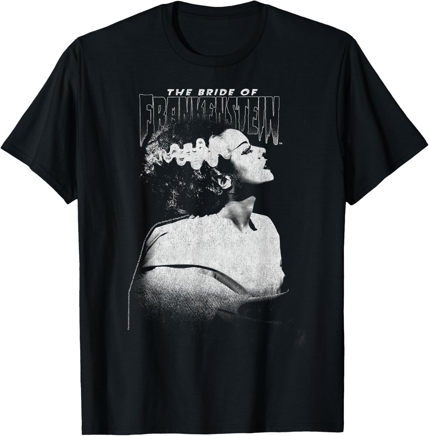 Universal Monsters Bride Of Frankenstein Dark Portrait T-Shirt - T-Shirt | Black